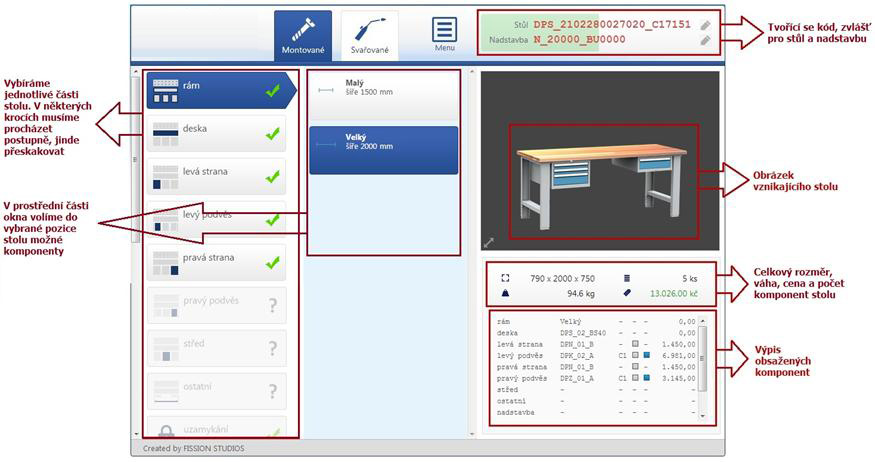 display-overview of the workbenches configurator
